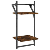 6 Piece Wall Shelf Set with Bars Smoked Oak Engineered Wood 836270
