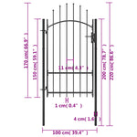 ZNTS Garden Gate Steel 1x2.2 m Black 146320