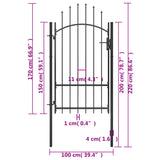 ZNTS Garden Gate Steel 1x2.2 m Black 146320