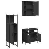 3 Piece Bathroom Cabinet Set Black Engineered Wood 3214755
