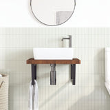 Basin Shelf Wall Mounted Steel and Solid Wood Oak 3302499