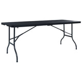 Folding Garden Table Black 180x75x72 cm HDPE Imitation Rattan 48831