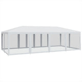 Party Tent with 12 Mesh Sidewalls White 8x4 m HDPE 4010071