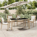 Garden Table with Glass Top Beige Poly Rattan&Tempered Glass 319553