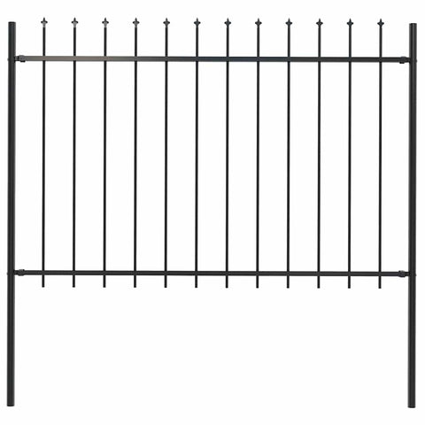 Garden Fence with Spear Top Steel 181x120 cm Black 144926