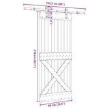 Sliding Door with Hardware Set 85x210 cm Solid Wood Pine 3332750