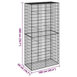 Gabion Basket with Cover 100x50x200 cm Galvanised Iron 3295166
