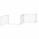 Dog Gate with Door Foldable 8 Panels White 640 cm Poplar Wood 3155618