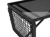 Outdoor Table Black 80 x 40 x 40 cm PE Rattan and Glass 42025182
