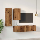 TV Cabinet Set Wall-mounted 4 pcs Old Wood Engineered Wood 3393282