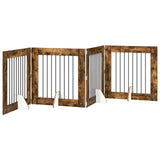 Dog Gate with Stands 4 pcs Smoked Oak 80 x 80 cm 892081