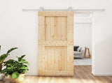 Sliding Door Natural and White 85 x 210 cm Solid Pine Wood 3445034