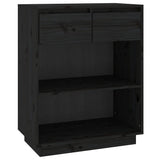 Console Cabinet Black Solid Pine Wood Medium Console Cabinet 813838