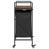 Laundry Basket 2 Compartments with Wheels Brown Oak 859099