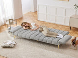 Modern Adjustable Velvet Sofa Bed with MultiPosition Backrest & Armrests, Metal Legs, Convertible N895P485351G