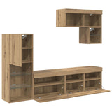 TV Wall Units Wall-mounted 6 pcs Artisan Oak Engineered Wood 3402975