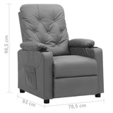 Recliner Chair Grey Faux Leather 339126