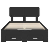 Bed Frame with Headboard Black 135 x 190 cm Engineered Wood 3412383