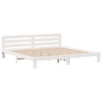 ZNTS Bed Frame without Mattress White 200x200 cm Solid Wood Pine 3309936