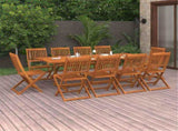 11 Piece Garden Dining Set 220x90x75 cm Solid Wood Acacia 3086989