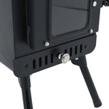 Tent Wood Stove with Chimney and Foldable Legs Black Steel 4005748