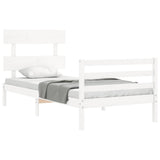 Bed Frame without Mattress White Single Solid Wood 3195057