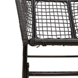9 Piece Garden Dining Set Black Poly Rattan Glass 3334589