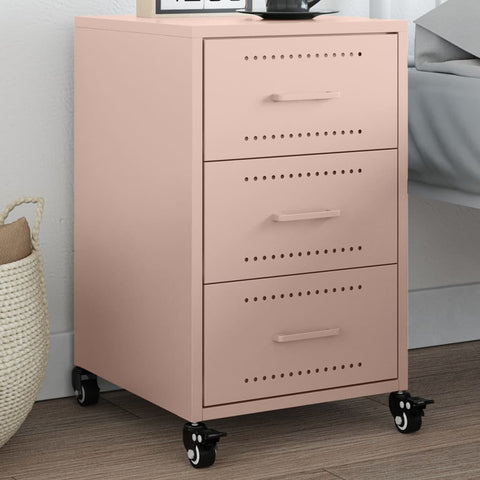 ZNTS Bedside Cabinet Pink 36x39x59 cm Steel 846729