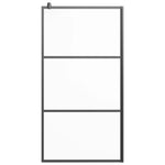 Walk-in Shower Wall 100x195 cm Frosted ESG Glass Black 151878