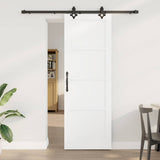 Sliding Door White and Black 73.5 x 211 cm Solid Pine Wood 3333497