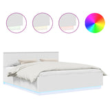 Bed Frame with Headboard White 200 x 200 cm Engineered Wood 3408040