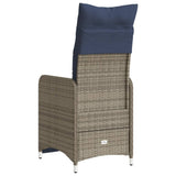 Reclining Garden Chairs 2 pcs with Cushions Grey Poly Rattan 365704