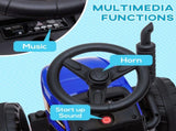 Ride On Tractor, Battery Powered Electric Car, with Detachable Trailer, Remote Control, Music - Blue T3398P348359