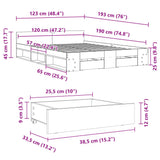 Bed Frame with Drawers without Mattress Smoked Oak 120x190 cm Small Double 3280780