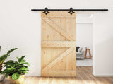 Sliding Door Natural and Black 85 x 210 cm Solid Pine Wood 3445059