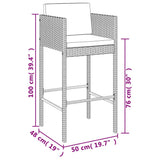 7 Piece Garden Bar Set with Cushions Grey Poly Rattan 3203935