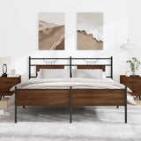 Metal Bed Frame without Mattress Brown Oak 160x200 cm 3325135