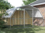 Chicken Cage with Roof and Door Silver Galvanised Steel 3294910