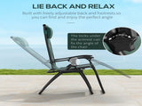 Zero Gravity Lounger Chair Set of 2, Folding Reclining Patio Chair with Padded Seat, Cup Holder, T3398P328473