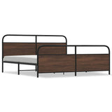 Metal Bed Frame without Mattress Brown Oak 183x213 cm 3318666