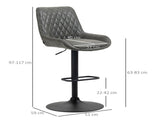 Retro Bar Stools Set of 2, Adjustable Kitchen Stool, Upholstered Bar Chairs with Back, Swivel Seat, T3398P328171