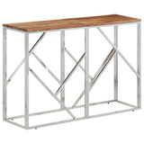 Console Table Silver Stainless Steel and Solid Wood Acacia 349999