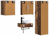 Bathroom Furniture Set 5 pcs Old Wood Engineered Wood and Glass 3407261