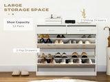 Narrow Shoe Storage with 2 Flip Drawers and Adjustable Shelves Shoe Cabinet Organizer for 12 Pairs T3398P341457