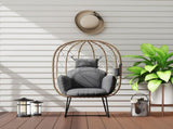 Rattan Chair Outdoor Indoor Wicker Chair with Thickened Cushion and Headrest, Standing Garden T3398P327903