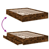 Bed Frame with Drawers without Mattress Smoked Oak 150x200 cm King Size 3280654