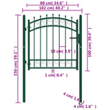 ZNTS Fence Gate with Spikes Steel 100x100 cm Green 146373