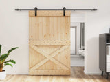 Sliding Door Natural and Black 100 x 210 cm Solid Pine Wood 3444928