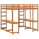 Loft Bed with Desk and Ladder Wax Brown 160x200 cm Solid Wood Pine 3284235