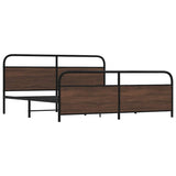 Metal Bed Frame without Mattress Brown Oak 180x200 cm Super King 3318665